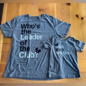 Parent and kid Mickey Mouse shirts XL adult, XS(4) kids gray new without tags